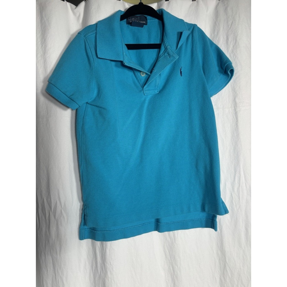 Polo Ralph Lauren Boys Size 4 Teal Blue Short Sleeve Cotton Pique Polo Shirt I20